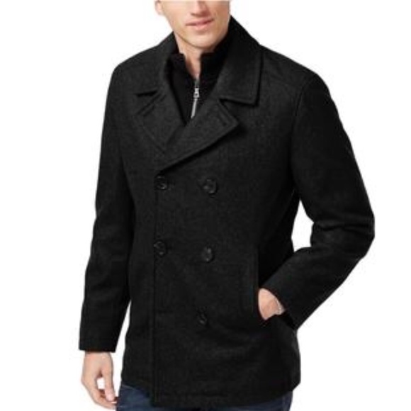 INC International Concepts Other - I-N-C Mens Wool Double Breasted Pea Coat Black